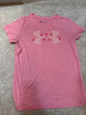 Under Armour Heather Pink Girls' Short Sleeve Logo Tee